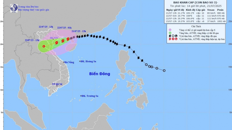 Bão số 3 giật cấp 12, cách Quảng Ninh 120km